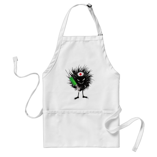 Funny Evil Character Nurse Syringe Gothic Adult Apron (Front)