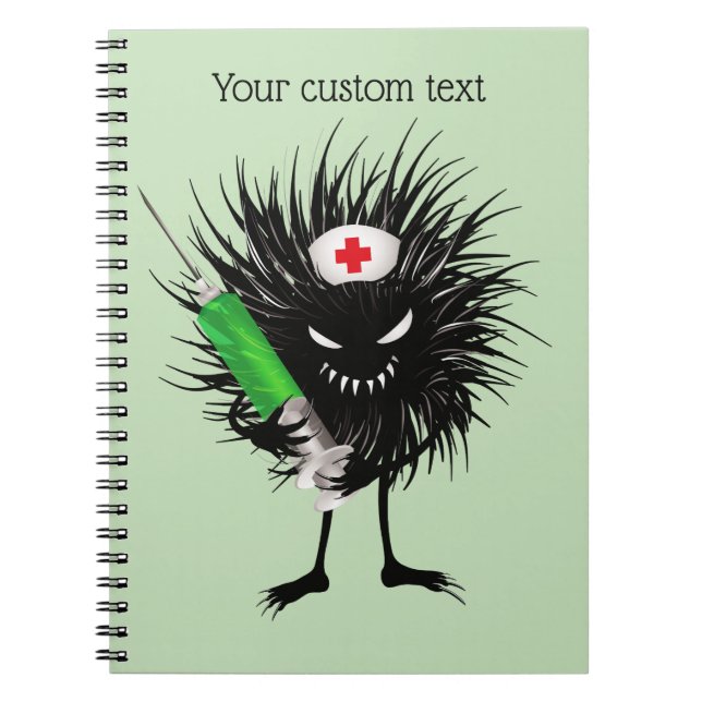 Funny Evil Character Nurse Syringe Gothic Notebook (Front)