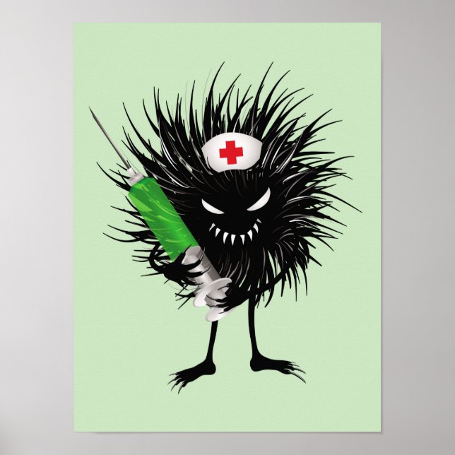 Funny Evil Character Nurse Syringe Gothic Poster (Front)
