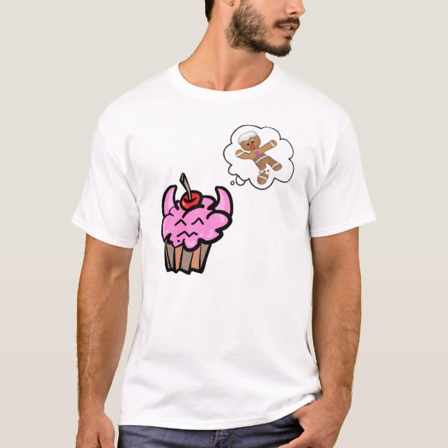 Funny Evil Cookie Killer Cupcake T-Shirt (Front)