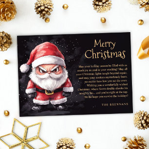 Funny Evil Naughty Santa Wicked Merry Christmas Holiday Card
