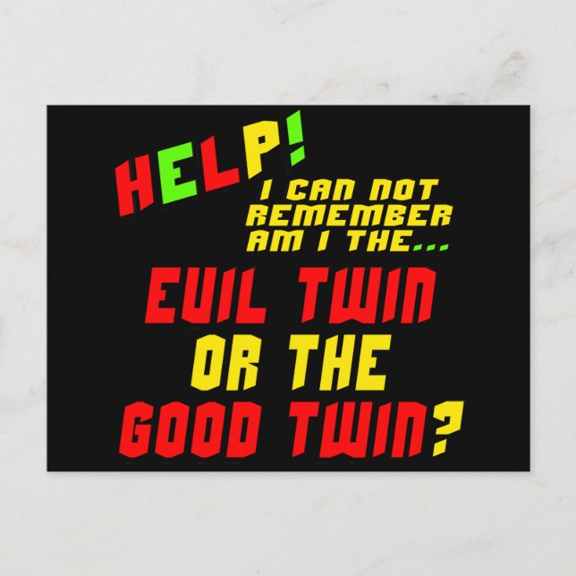 Funny Evil Twin T-shirts Gifts Postcard (Front)