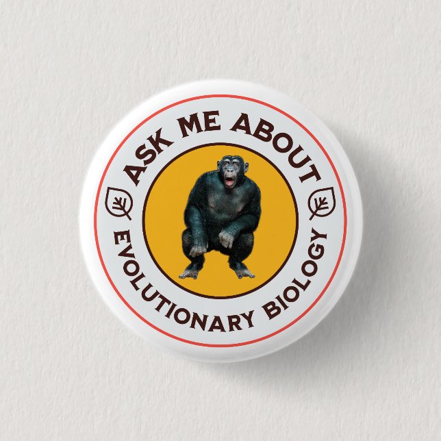 Funny Evolution Biology Meme Nerd Humor Gift Button (Front)