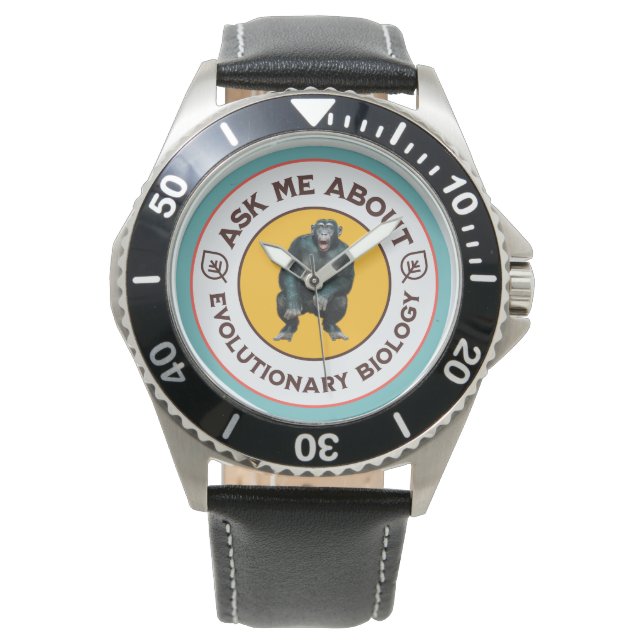 Funny Evolution Biology Meme Nerd Humor Gift Watch (Front)