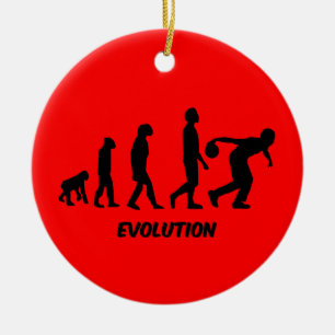 funny evolution bowling ceramic ornament
