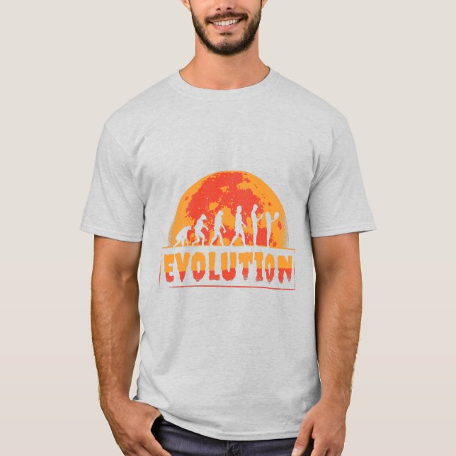 Funny Evolution From Monkey to Zombie T-Shirt (Front)