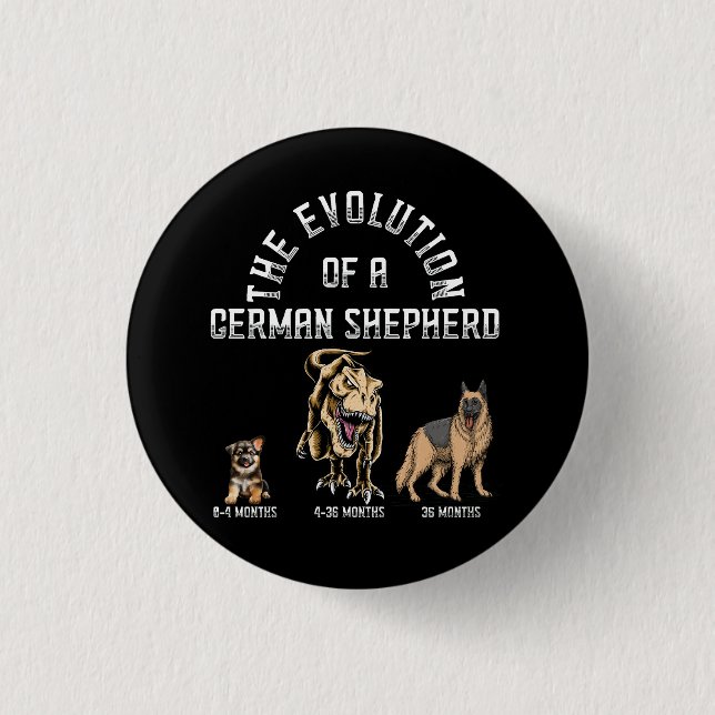 Funny Evolution German Shepherd Dinosaurus Pet Dog Button (Front)