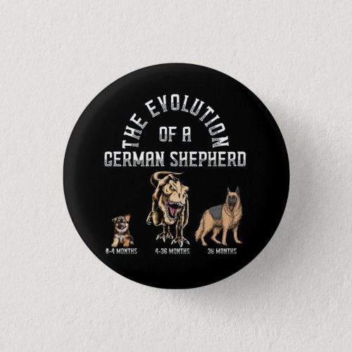Funny Evolution German Shepherd Dinosaurus Pet Dog Button