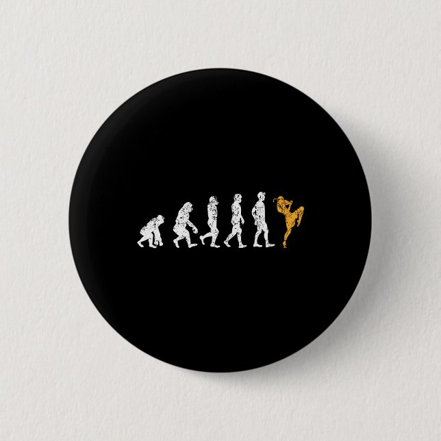 Funny Evolution Kickboxing Gift Muay Thai  Button (Front)