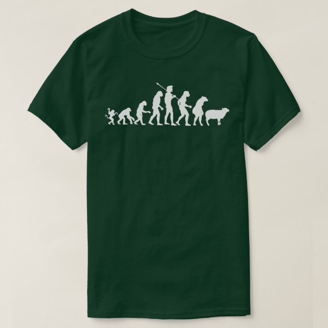 Funny Evolution Man Evolved Into Sheep  T-Shirt (Design Front)