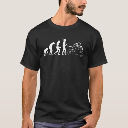 Funny Evolution Of A Motorcycle Rider Motorbike T_Shirt