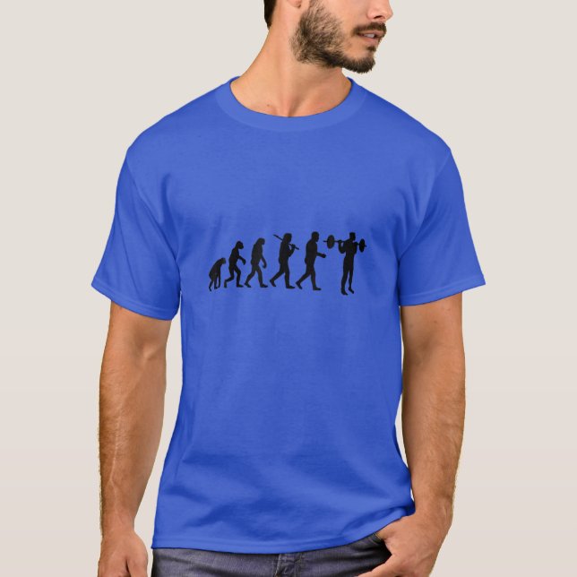 Funny Evolution Of Man - Bodybuilding Squat T-Shirt (Front)