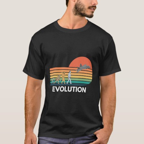 Funny Evolution of Pilot Airplane Art F22 Aviation T_Shirt