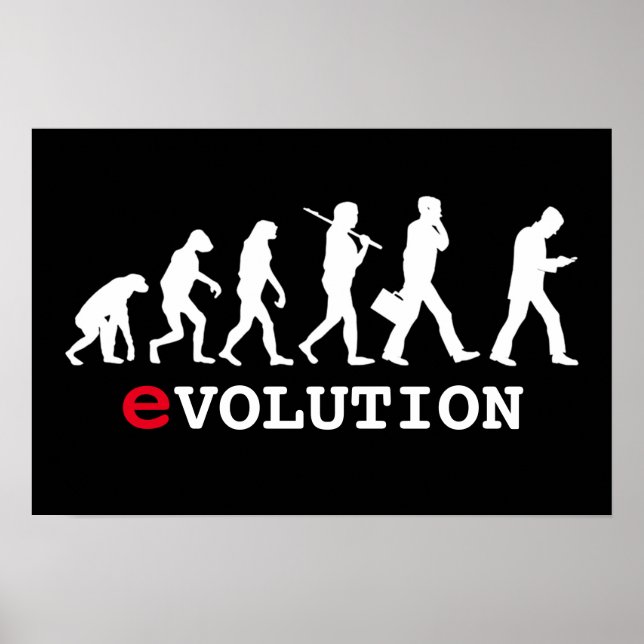 Funny Evolution Smartphone Addict Poster (Front)