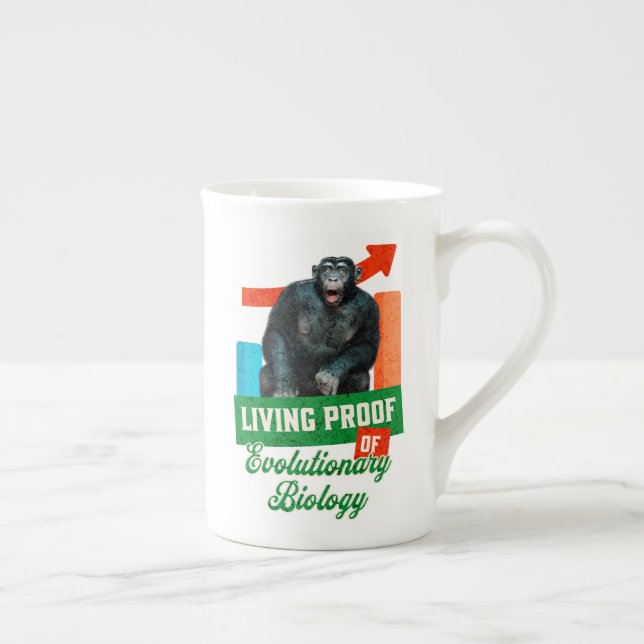 Funny Evolutionary Biology Chimp Humor Bone China Mug (Right)