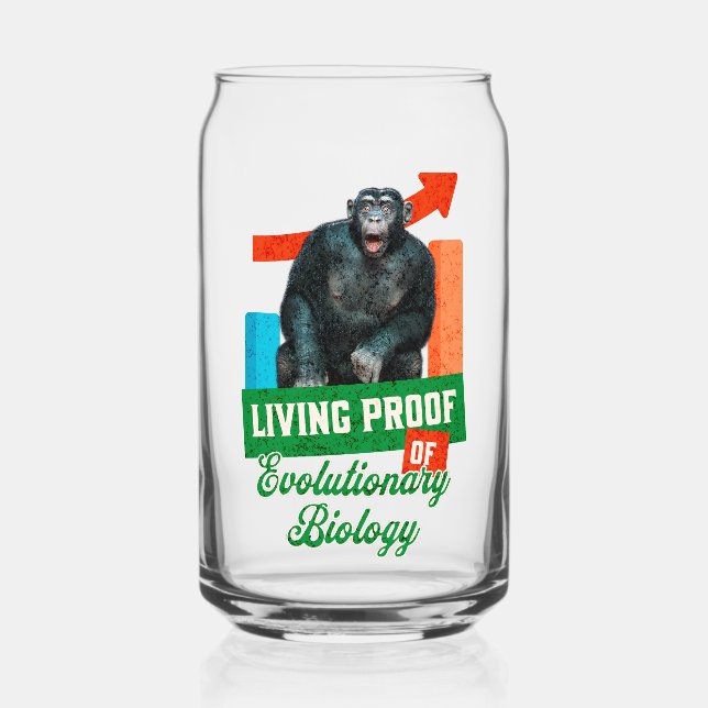 Funny Evolutionary Biology Chimp Humor Can Glass (Front)