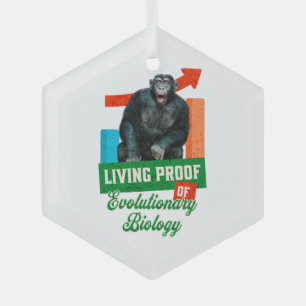 Funny Evolutionary Biology Chimp Humor Glass Ornament