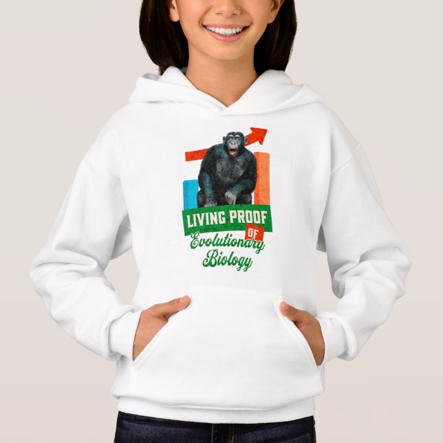 Funny Evolutionary Biology Chimp Humor Hoodie (Front)