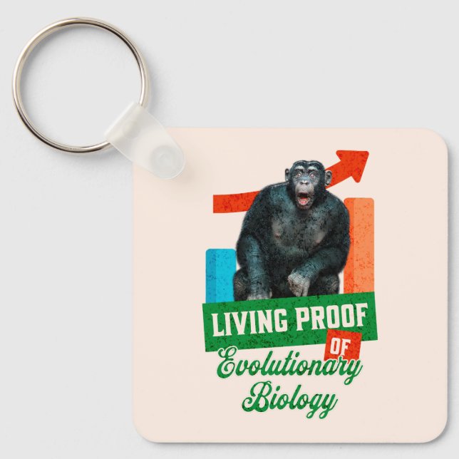 Funny Evolutionary Biology Chimp Humor Keychain (Front)