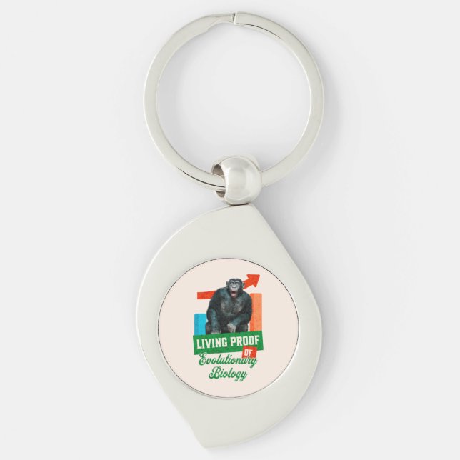 Funny Evolutionary Biology Chimp Humor Keychain (Front)