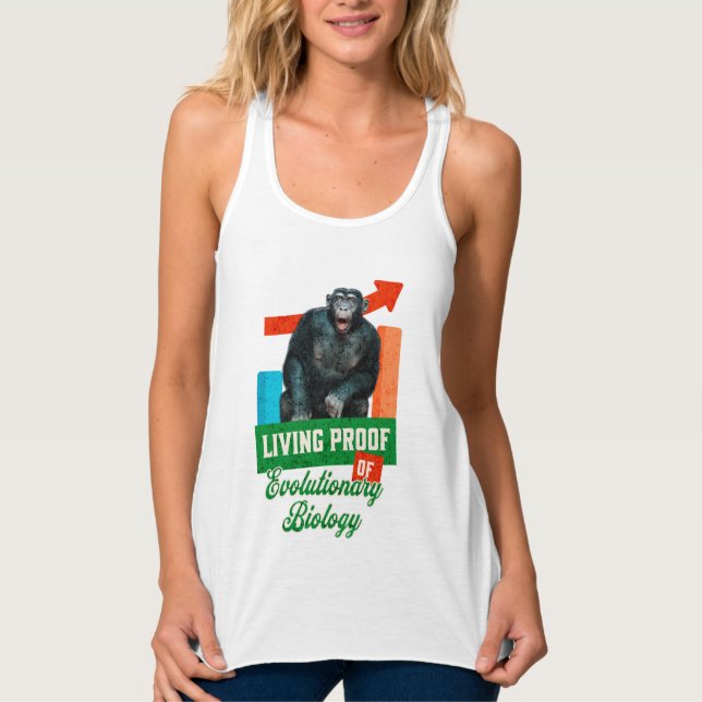 Funny Evolutionary Biology Chimp Humor Tank Top (Front)