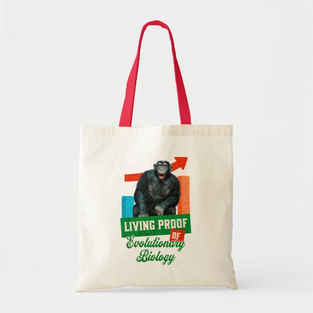 Funny Evolutionary Biology Chimp Humor Tote Bag (Front)