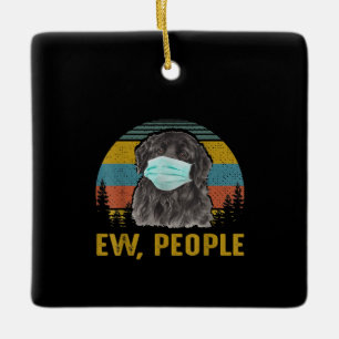 Funny Ew People Vintage Retro Newfoundland Dog Ceramic Ornament