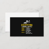 Funny Excavating Hourly Rate Excavator Machine Business Card (Front/Back)