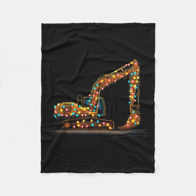 Funny Excavator Christmas Graphics Lights Lover  Fleece Blanket (Front)