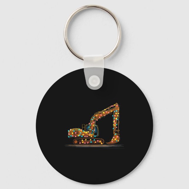 Funny Excavator Christmas Graphics Lights Lover  Keychain (Front)