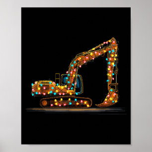 Funny Excavator Christmas Graphics Lights Lover Poster