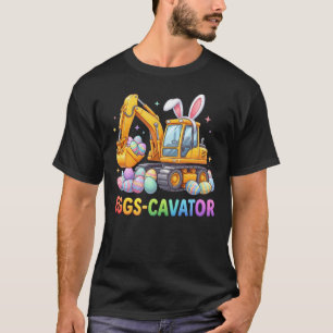 Funny Excavator Construction Easter Bunny T-Shirt