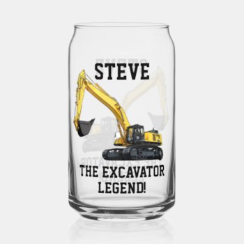 Funny Excavator Legend Heavy Equipment Operator Can Glass by TheShirtBox at Zazzle