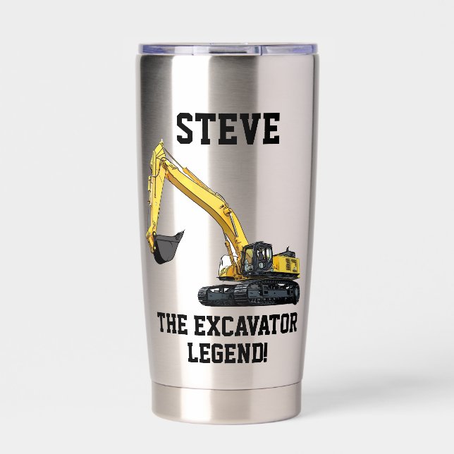 Funny Excavator Legend Heavy Equipment Operator Insulated Tumbler (Front)