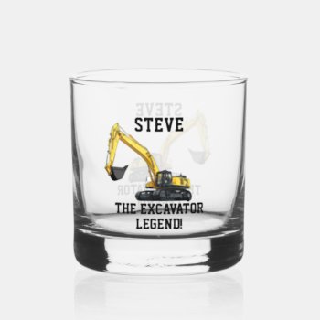 Funny Excavator Legend Heavy Equipment Operator Whiskey Glass by TheShirtBox at Zazzle