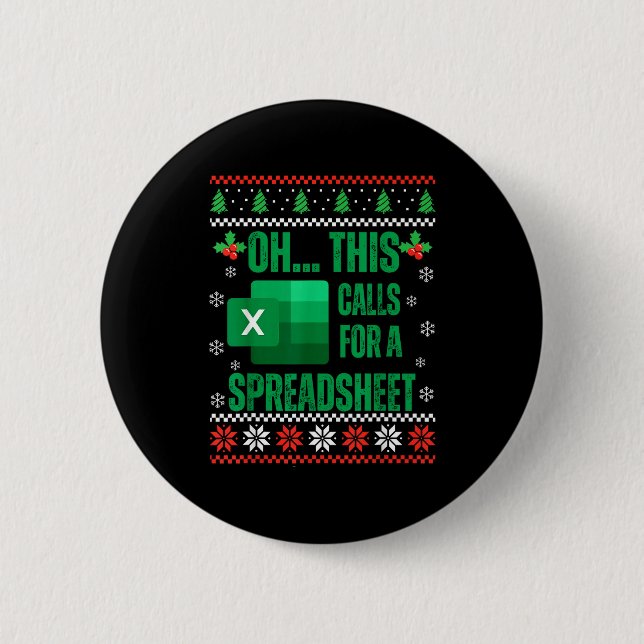 Funny Excel Spreadsheets Christmas Sweater Lover A Button (Front)