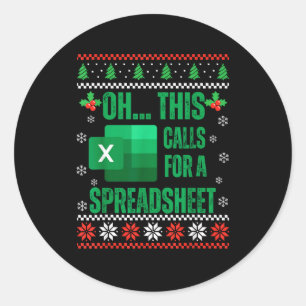 Funny Excel Spreadsheets Christmas Sweater Lover A Classic Round Sticker