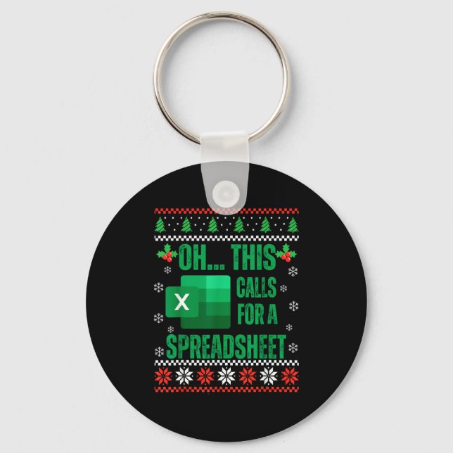 Funny Excel Spreadsheets Christmas Sweater Lover A Keychain (Front)