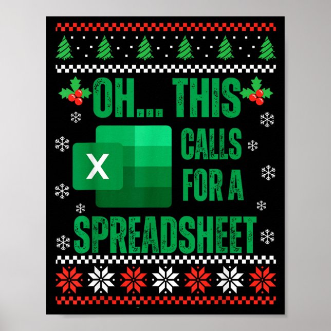 Funny Excel Spreadsheets Christmas Sweater Lover A Poster (Front)