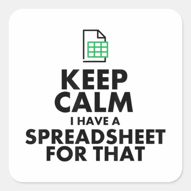 Funny Excel Spreadsheets Lover Gift Square Sticker (Front)