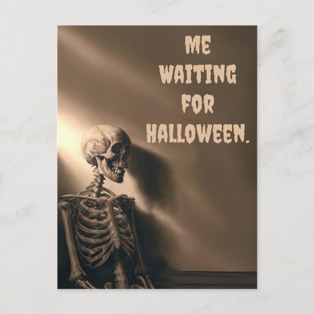 Funny Excited for Halloween Skeleton Custom Holiday Postcard (Front)