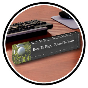 Funny Executive Office Golf Theme Desk Name Plate