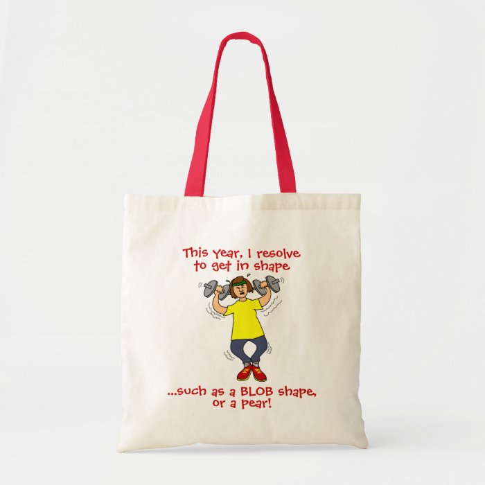 Funny Exercise New Years Resolution Cartoon Tote Canvas Bag