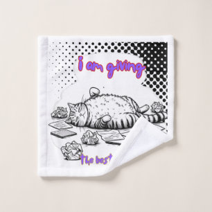 Funny Exhausted Cat T-Shirt – Giving My Best Bath Towel Set