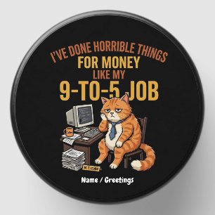 Funny Exhausted Ginger Cat 9-to-5 Work Humor Mini Candle Favors