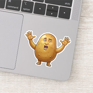 Funny Exhausted Potato Cartoon Character Sticker