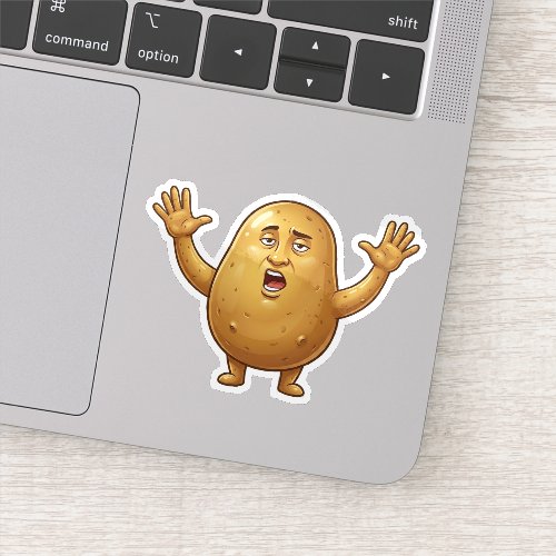 Funny Exhausted Potato Cartoon Character Sticker