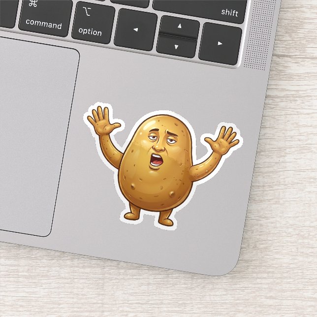 Funny Exhausted Potato Cartoon Character Sticker (Detail)