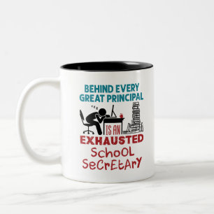 Funny Exhausted School Secretary Appreciation Two-Tone Coffee Mug