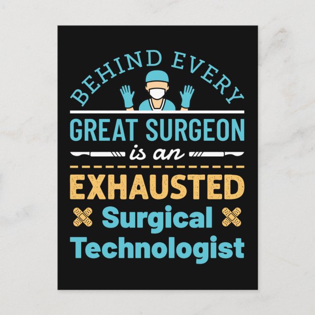 Funny Exhausted Surgical Technologist Scrub Tech Postcard (Front)